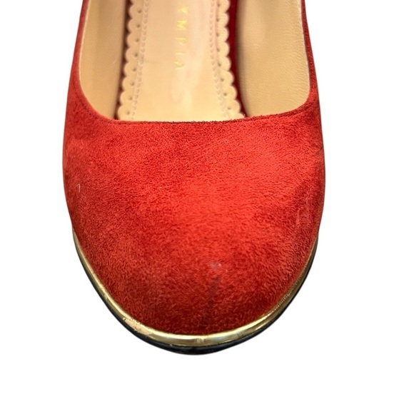 CHARLOTTE OLYMPIA Carmen 100 Wedge Suede Red Round Toe Heels Shoes EU 36 - Picture 10 of 10